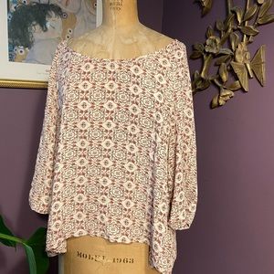 Off shoulder, flowy 3-quarter sleeve, boho top